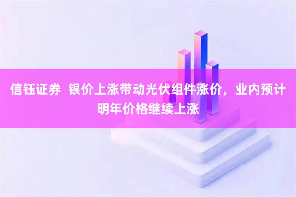信钰证券  银价上涨带动光伏组件涨价，业内预计明年价格继续上涨